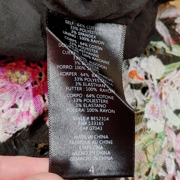 Anthropologie Eri + Ali Nevaeh Black Floral Lace Dress Size 4 - Picture 8 of 12